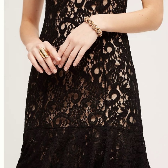 Anthropologie Moulinette Soeurs Cotrena Flounced Black Laced Dress Size 6 - Picture 2 of 12